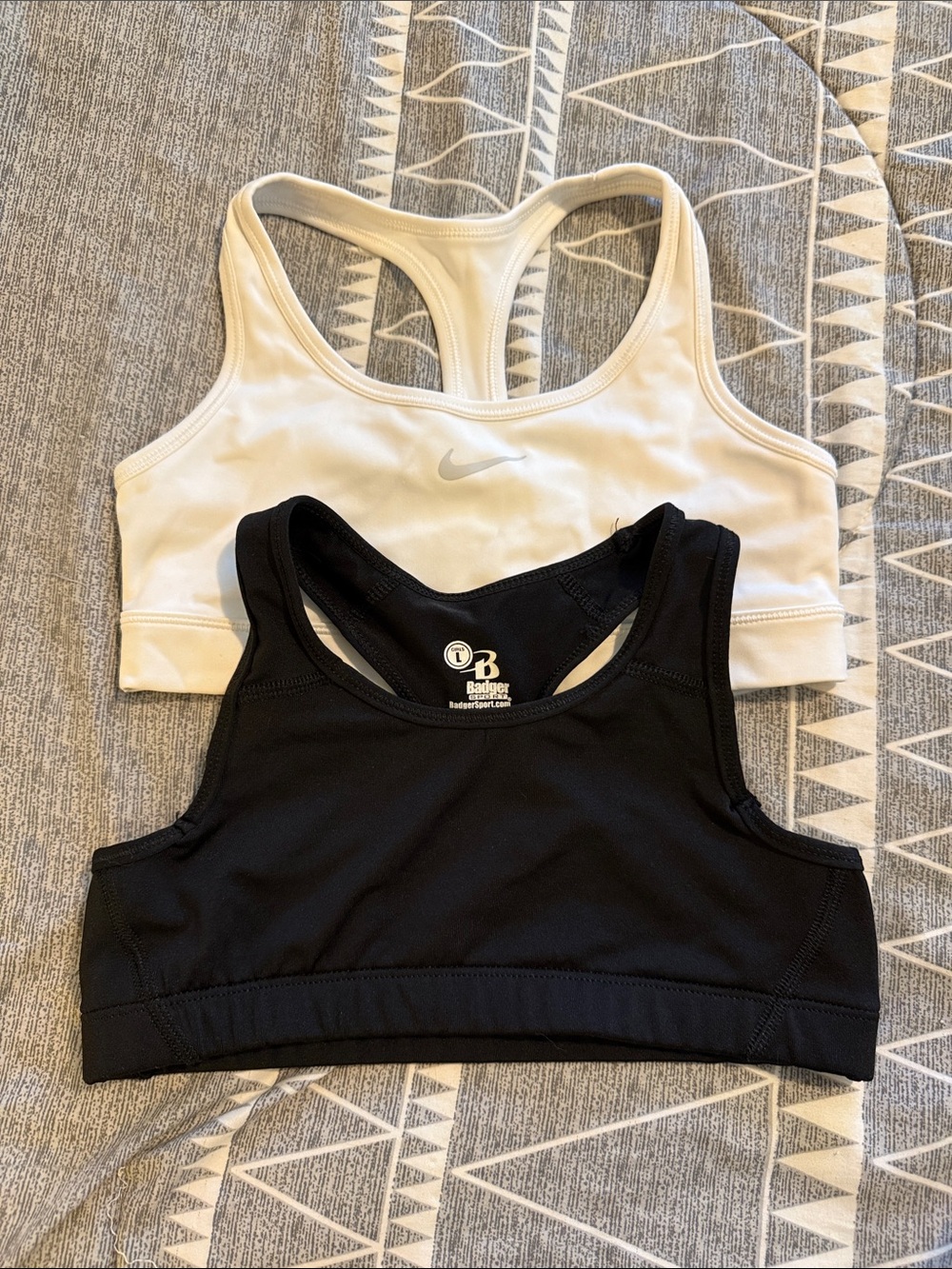 Nike & Badger Girl’s Racerback Sports Bras - White and Black